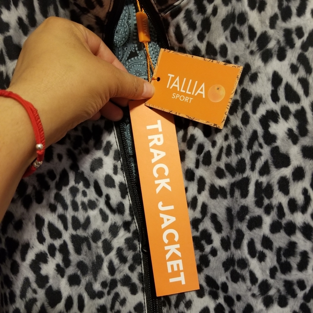 NWT Tallia Sport Track Jacket Leopard Print Track Full Zipper Size XL - Picture 5 of 7